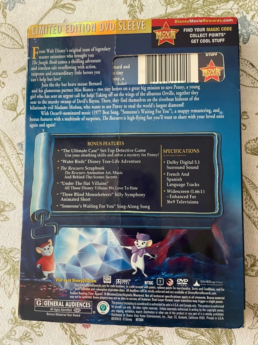 Disney Masterpiece Limited Edition The Rescuers with DVD Sleeve